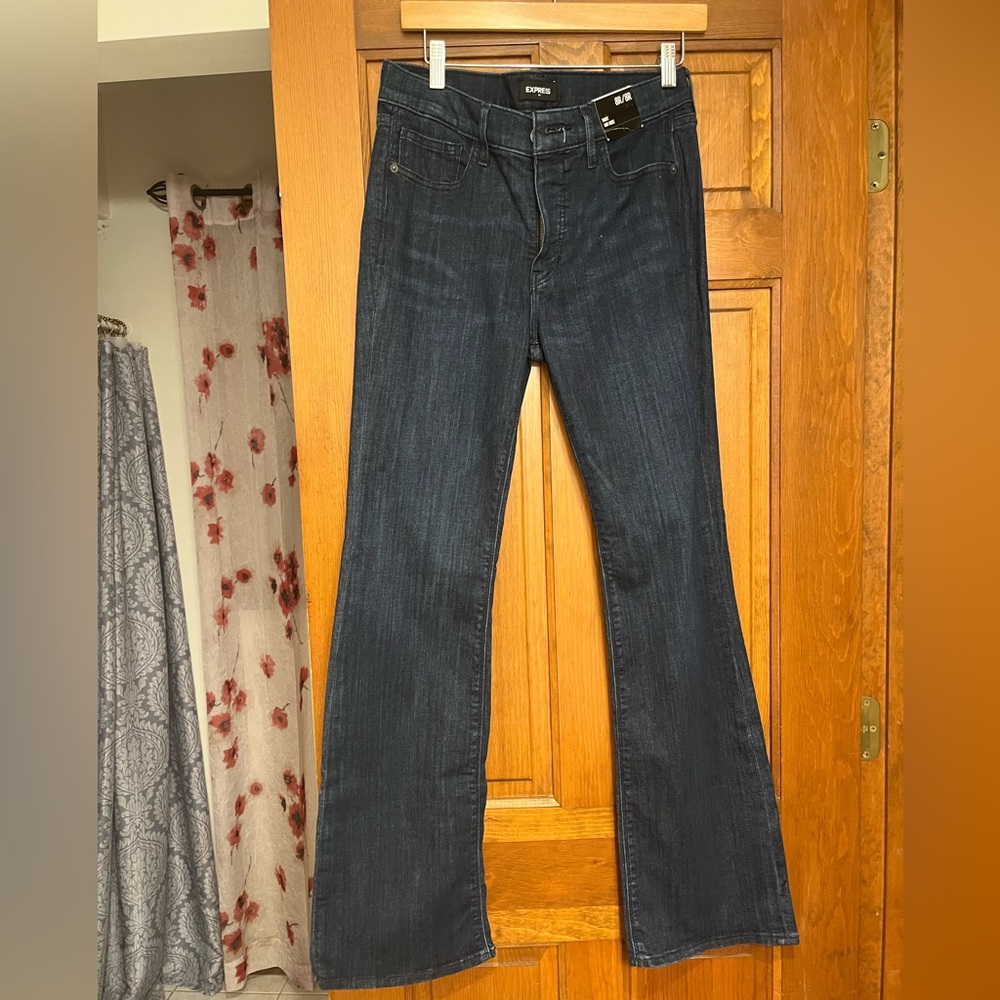 Express Dark Wash Boot Mid Rise Jeans